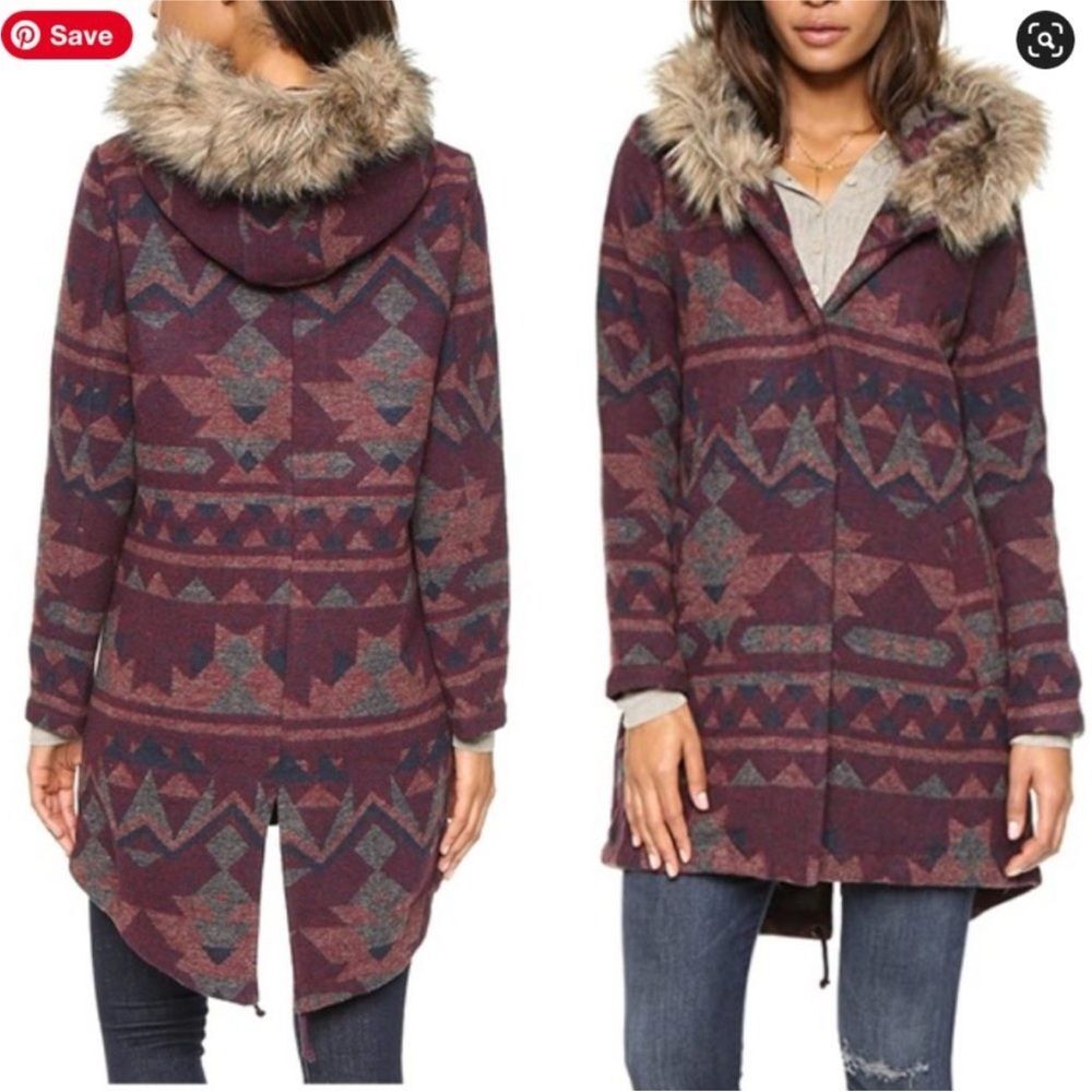 BB Dakota Aztec Faux Fur Coat XS